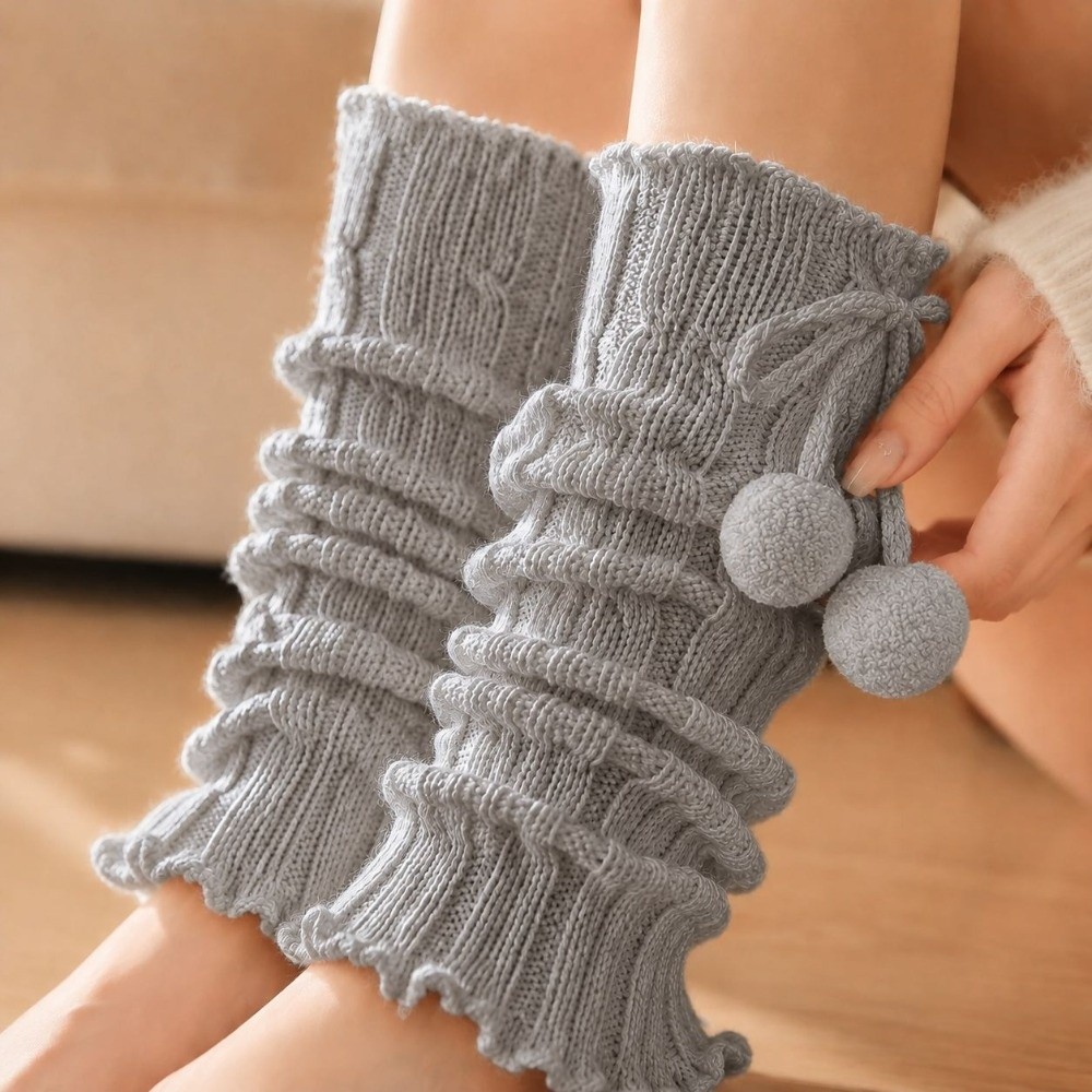 Boot Sock Slouchy - Dzianinowe ocieplacze na nogi z falistym