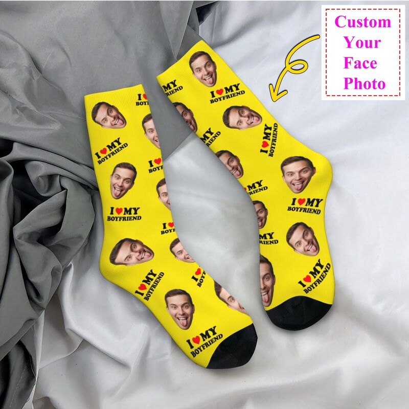 Dress Sock Men - Śmieszne męskie skarpetki z nadrukiem twarzy,