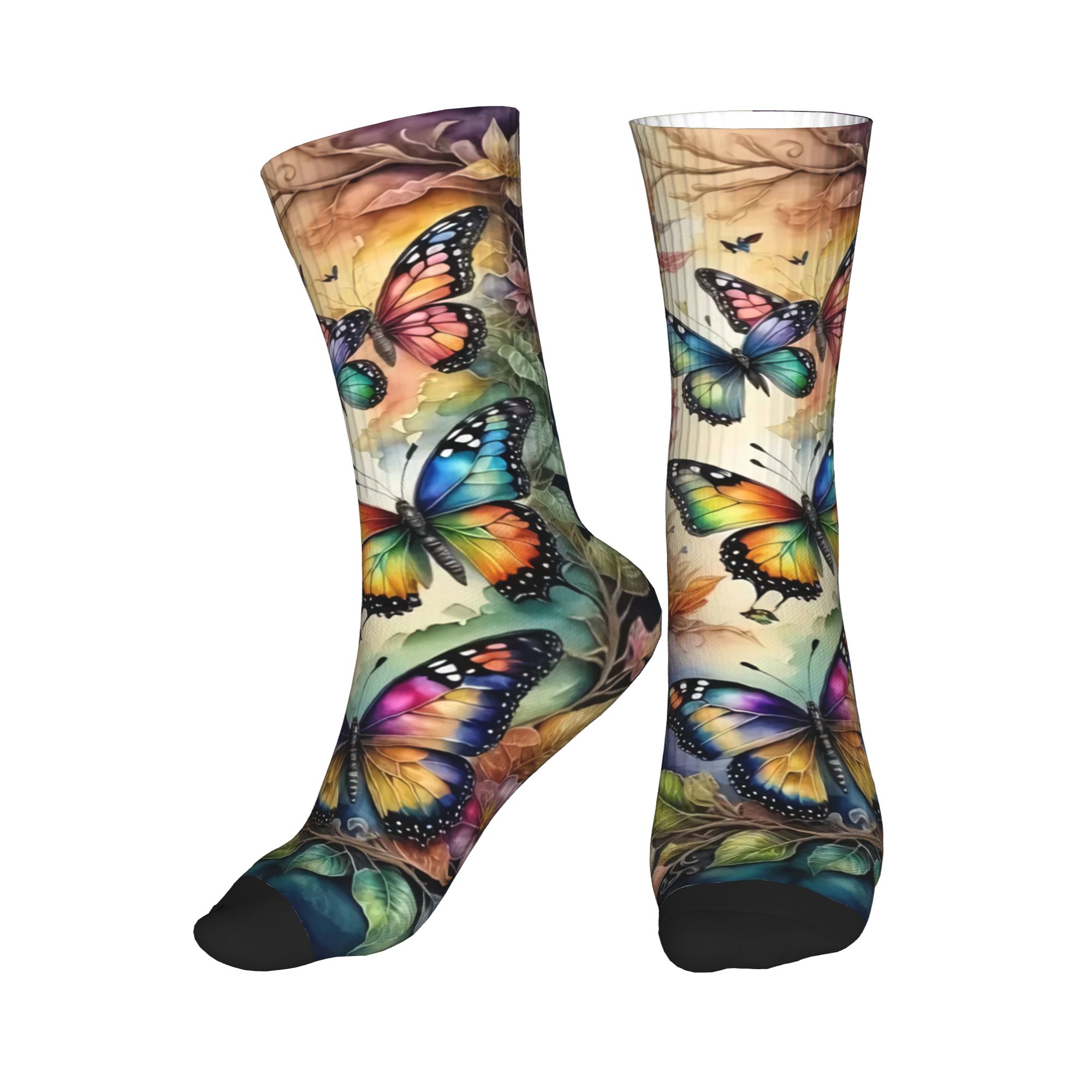 Dress Sock Men - Kolorowe Skarpetki z Motywem Motyli i